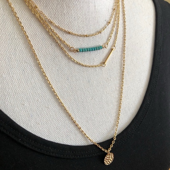 *Brand New/Unused * Women’s Jules Smith Gold & Turquoise Layered Necklace